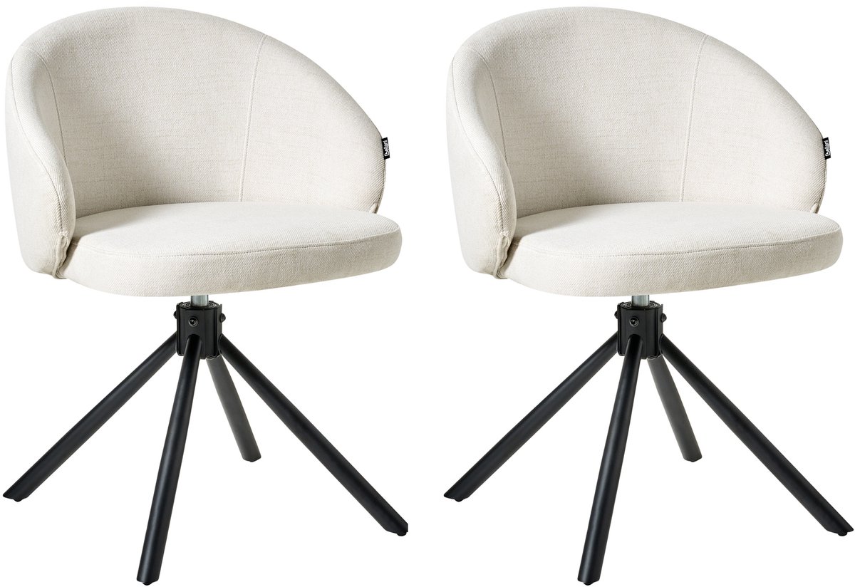 OVALO - Set van 2 eetkamerstoelen - Gebroken wit - Polyester
