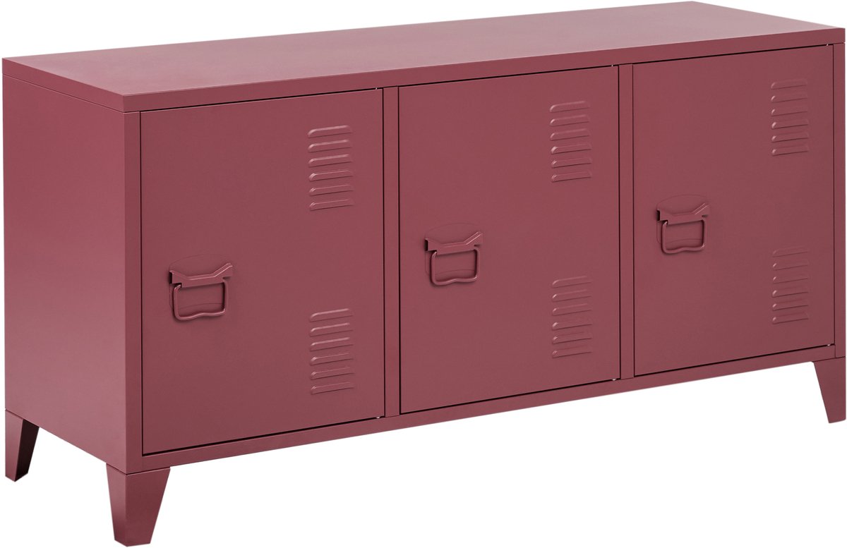 CARDIFF - Dressoir - Donkerrood - Staal