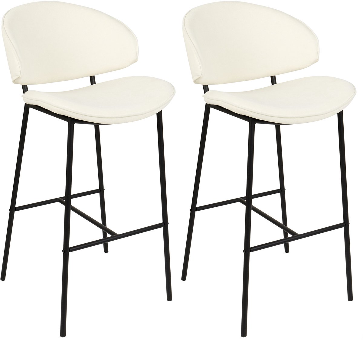 KIANA - Barkruk set van 2 - Lichtbeige - Polyester