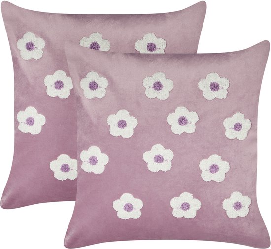 ECHINACEA - Sierkussen lot de 2 - Violet - 45 x 45 cm - Polyester