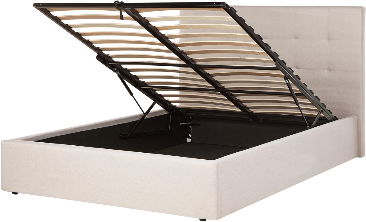 Beliani LORIENT - Bed met opbergruimte - Beige - 140 x 200 cm - Polyester
