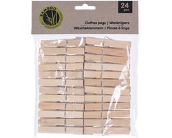Wasknijpers naturel - 96x - bamboe hout - 7 cm - houten knijpers