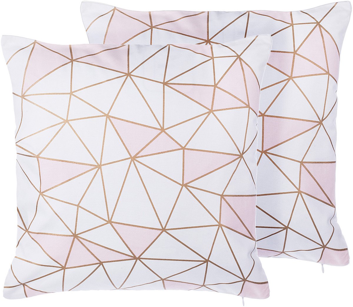 Beliani CLARKIA - Sierkussen set van 2 - Wit/Roze - 45 x 45 cm - Katoen