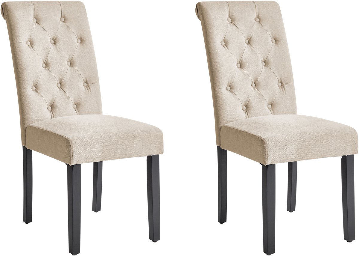 VELVA - Eetkamerstoel - Zandbeige - Polyester