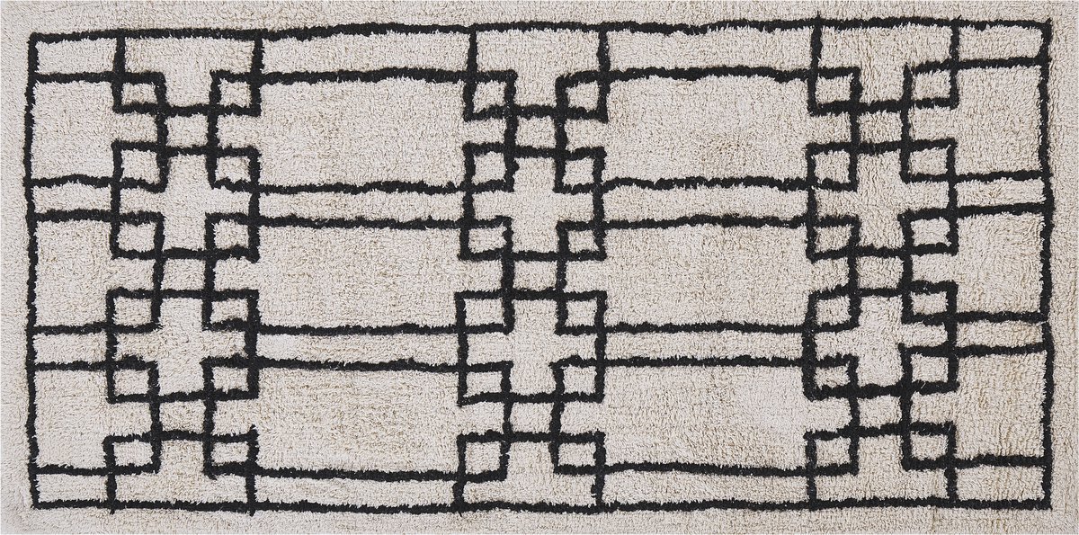 Beliani TURHAL - Laagpolig vloerkleed - Beige - 80 x 150 cm - Katoen