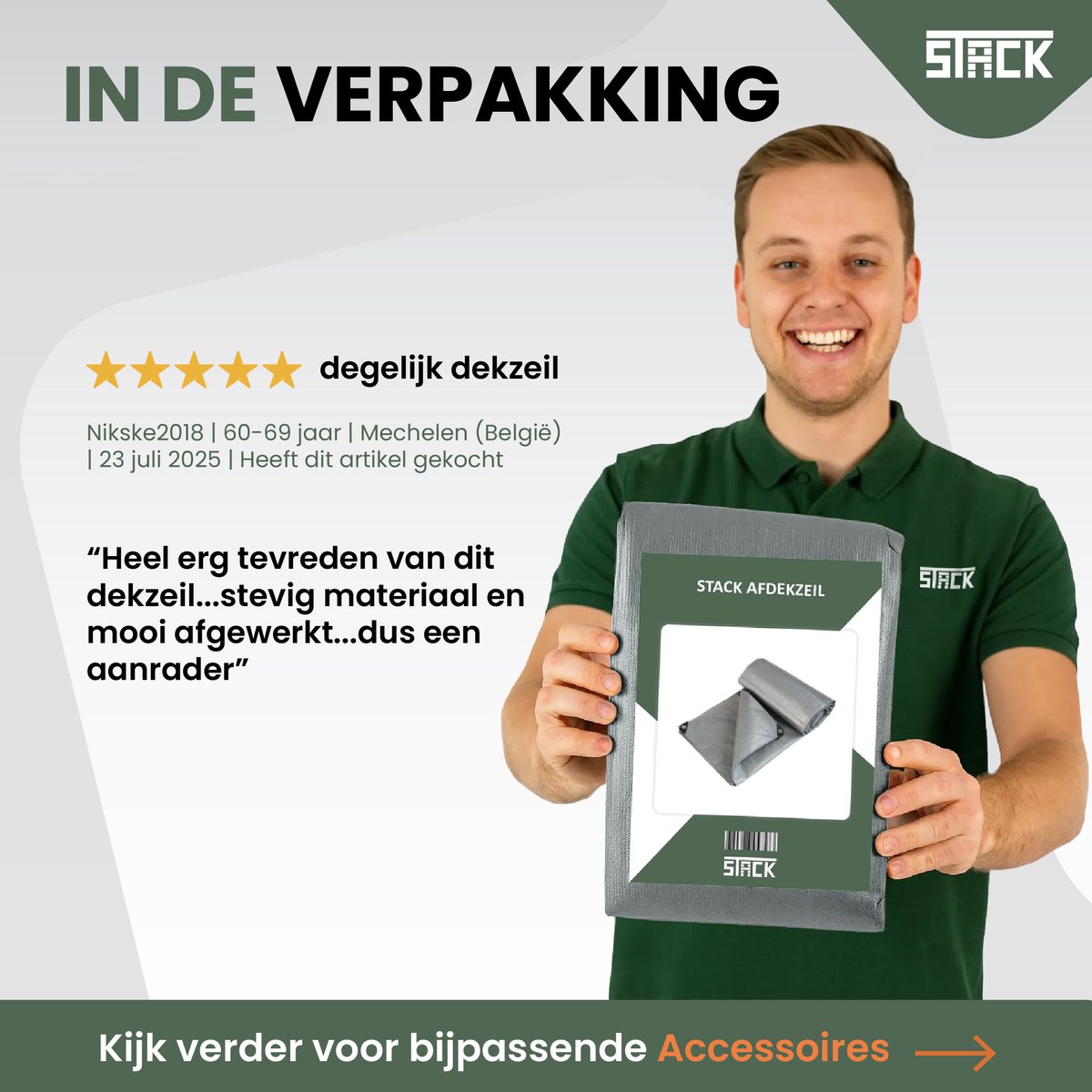 STACK® Extra Sterk Afdekzeil - 4x5m - Grijs - 150G/M2 - Waterdicht Bouwzeil & Zeildoek - Zeil Met Ringen - Beschermhoes & Afdekhoes voor Zwembad,Tuin Set,Motor,Scooter,Fietsen,Aanhangwagen,Scootmobiel,BBQ accesoires - Auto Hoes Bescherming — afbeelding 8