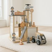 Maxx Kidz Houten Brandweerkazerne - Brandweer Speelgoed - Houten Garage met Brandweerauto en Accessoires - Peuter Speelgoed vanaf 2 jaar