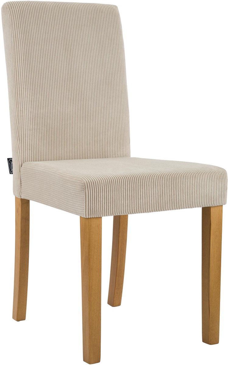 CLP Ina Eetkamerstoel - klassiek - met rugleuning - hout - corduroy - ribstof - antiek licht/licht bruin