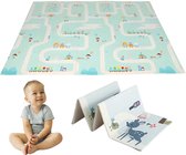 Sweet Sprout Speelmat foam Baby – Opvouwbaar Speelkleed Kinderen – Zachte Kruipmat met autowegen en dieren – 150x200 cm - Inclusief opbergtas