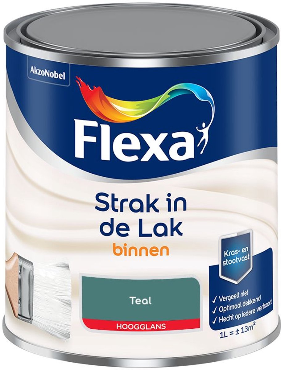Flexa - Strak In De Lak Binnenlak Hoogglans - Teal - Mengverf - 1 L
