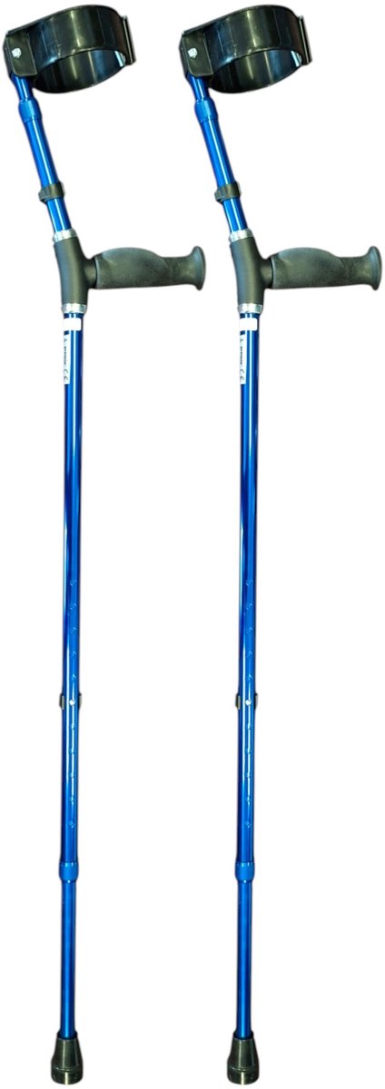 Premis - Elleboogkrukken - Ergonomisch handvat - anti-tik beveiliging - metallic blauw - per paar