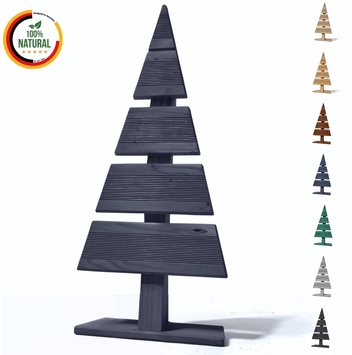 Floranica houten kerstboom natuurlijke hout den 60x27 cm kerstdecoratie houten boom van larikshout handgemaakt klein antraciet