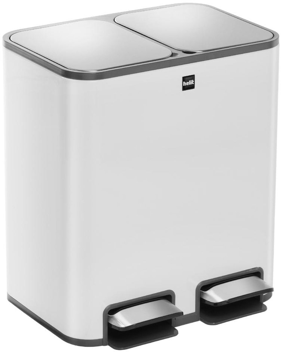 Helit pedaalemmer met afvalscheiding 'the classy' 2x12 liter wit