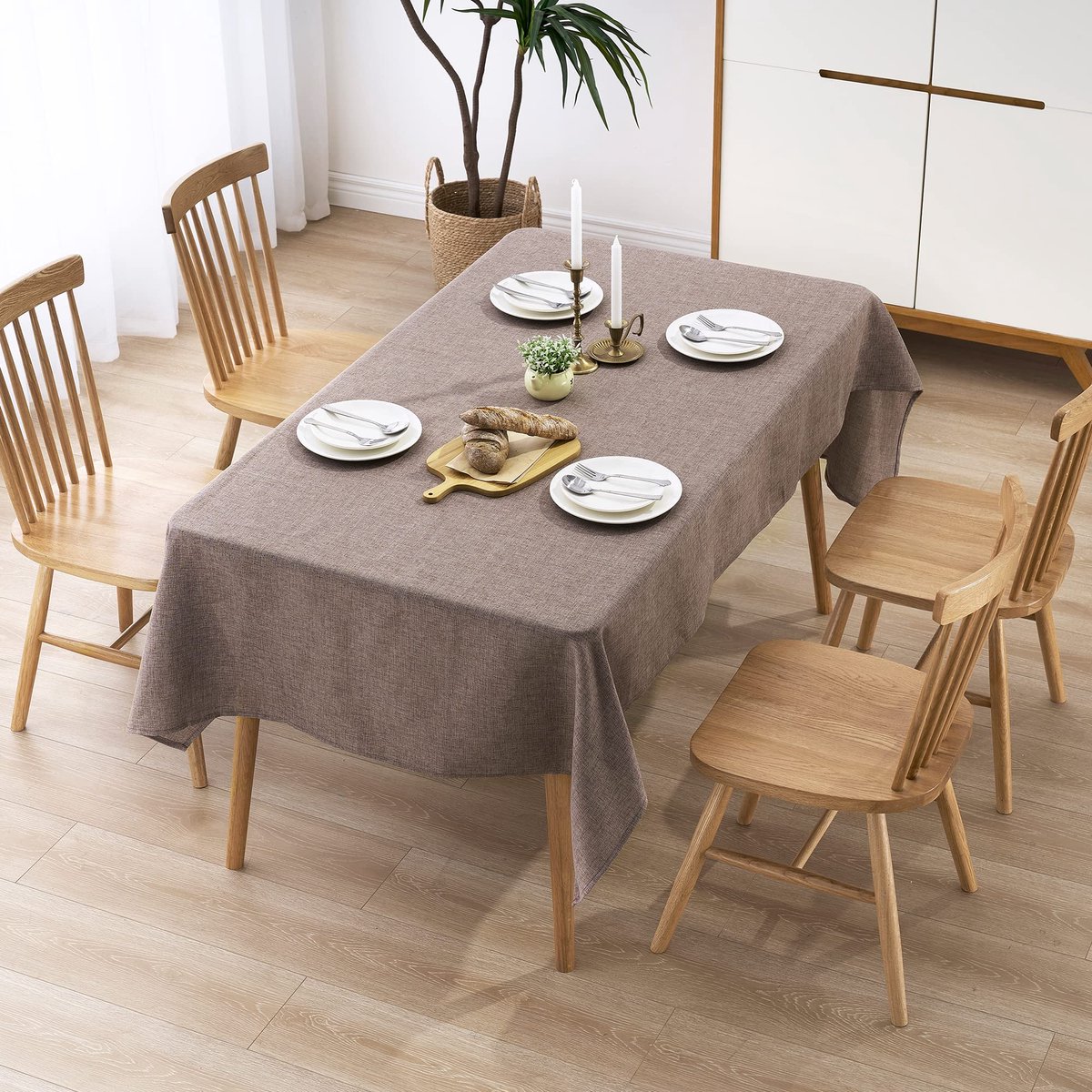 Ibenzoa® Waterafstotend tafelkleed in linnenlook voor binnen en buiten gebruik