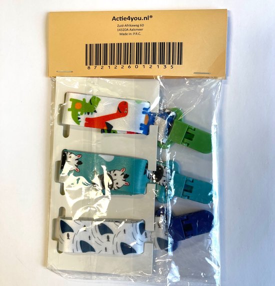 Actie4you® - Set 3 stuks speenkoord - Speenketting - Dino - Fopspeenkoord van Actie4you® — afbeelding 2