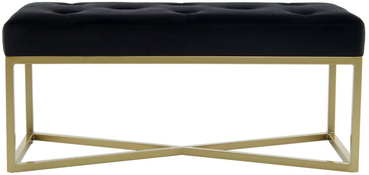 Floraya - Bankje Cameron - Zwart/Goud - 40x90x40 cm (LxBxH) - Draagvermogen 130KG - Velours - Halbankje