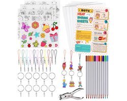 BOTC Krimpfolie set - 200-delig - Knutselen Krimpie Dimpie - Sieraden en sleutelhangers maken - Inclusief attributen en handleiding