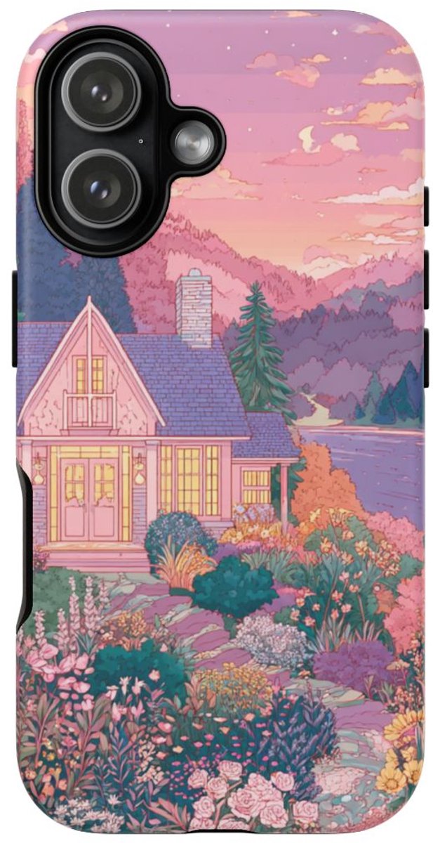 Sfeervolle Cottage Tuin bij Schemering – Telefoonhoesje Geschikt voor iPhone 17