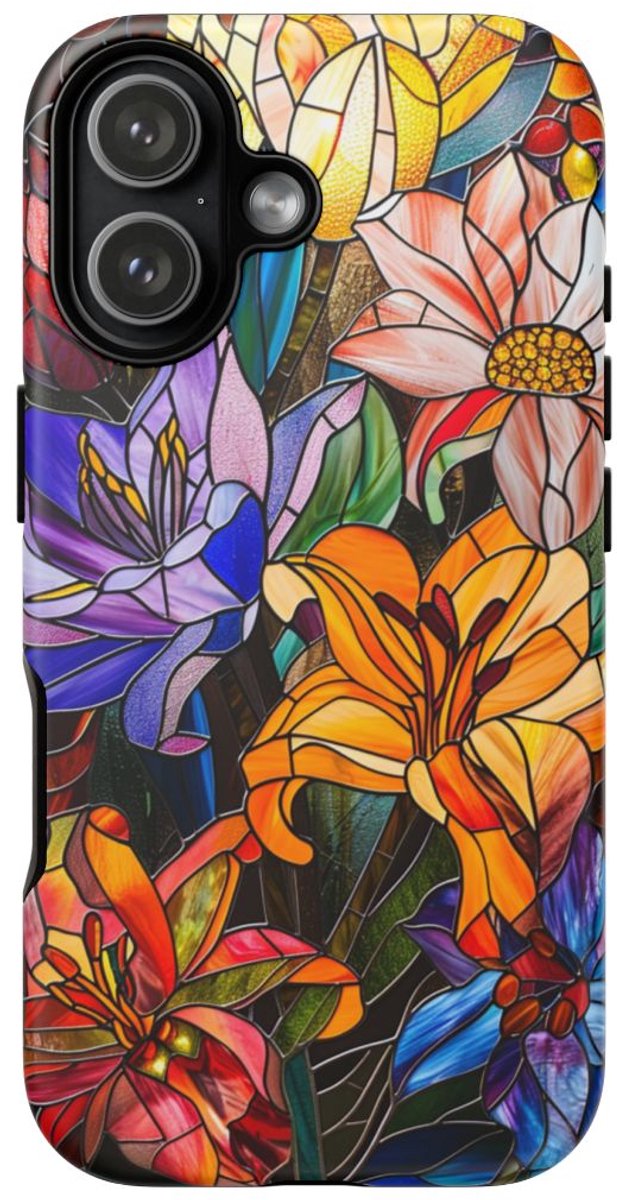 Vrolijk Gebloemd Glas-in-Lood Ontwerp – Telefoonhoesje Geschikt voor iPhone 17