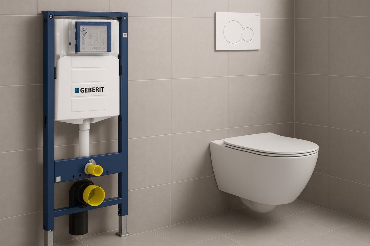 Geberit UP320 Toiletset – Inbouwreservoir + Rimless Hangtoilet – Softclose Zitting – Wit – Compleet