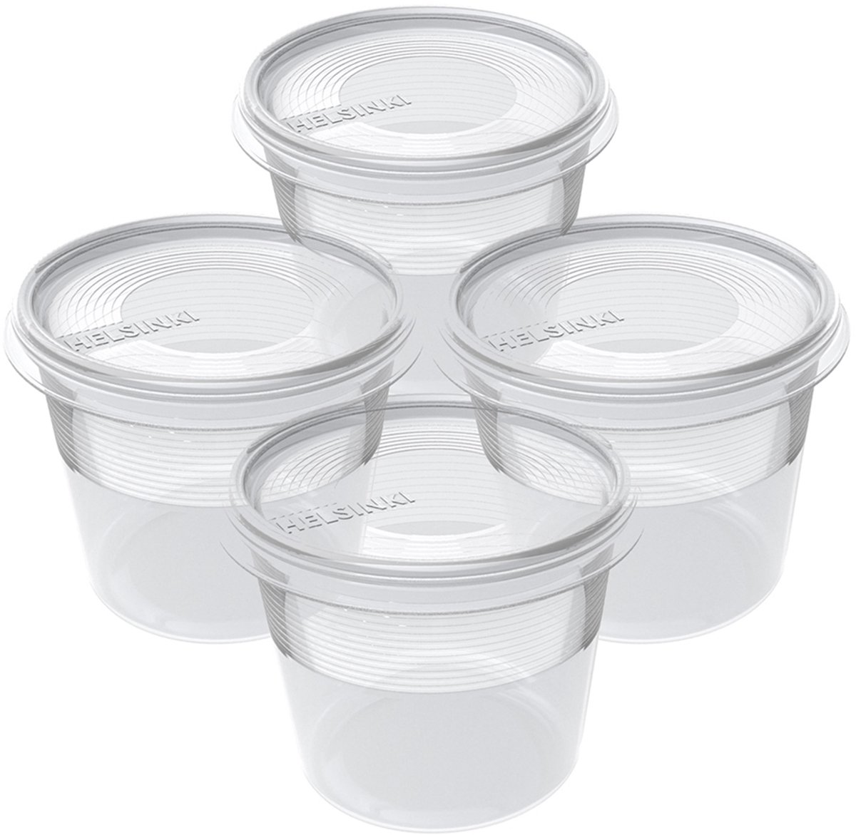 Plast Team vriesboxen set Helsinki 0,3 liter transparant rond 4 stuks
