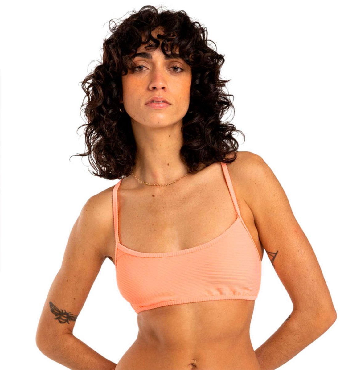 Billabong Tanlines Lace Up Bikinitop L Vrouw Peach Tart