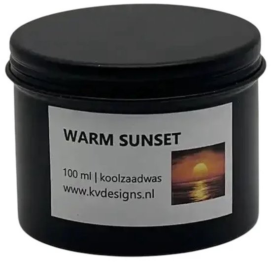 Geurkaars 100ml – Warm Sunset – Handgemaakt van Koolzaadwas – 40 branduren – KV DESIGNS