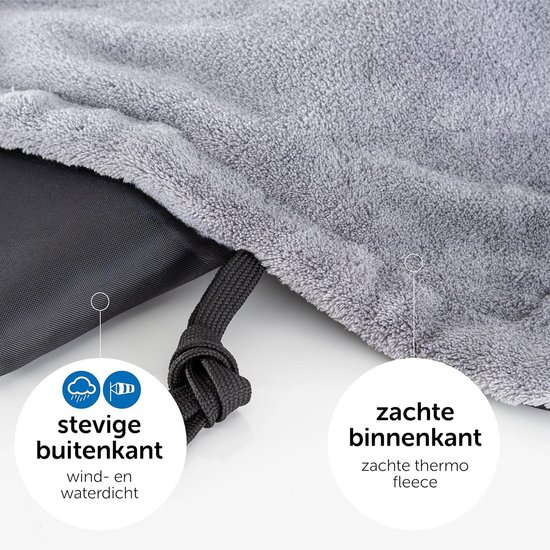 PromoHome Universele Kinderwagendeken - Waterafstotende Fleece Voetenzak Alternatief voor Wandelwagen, Buggy en Kinderwagen - 4 Seizoenen Warmtedeken met Draagtas - Zwart van Merkloos — afbeelding 3
