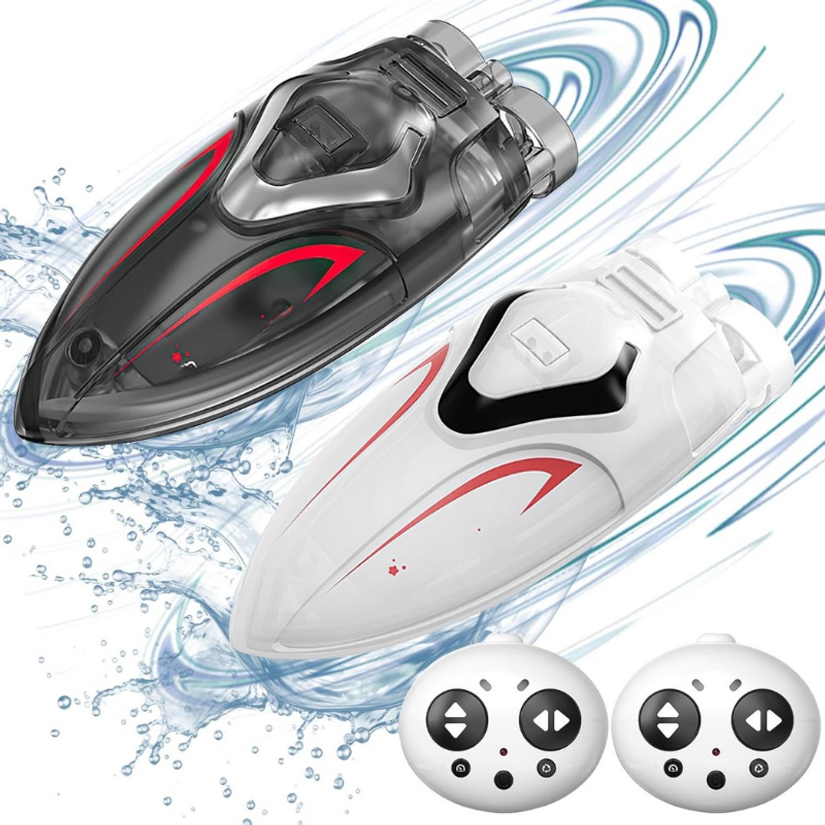 2 Stuks RC Mini Boten Met LED-Licht – Op Afstand Bestuurbare Raceboten Met 2.4GHz Waterdichte Controller – Inclusief Opblaasbaar Zwembad – Zwembadspeelgoed Voor Kinderen En Volwassenen
