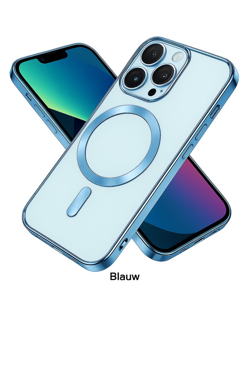 Luxe MagSafe Transparant Telefoonhoesje – iPhone 16 Plus Blauw