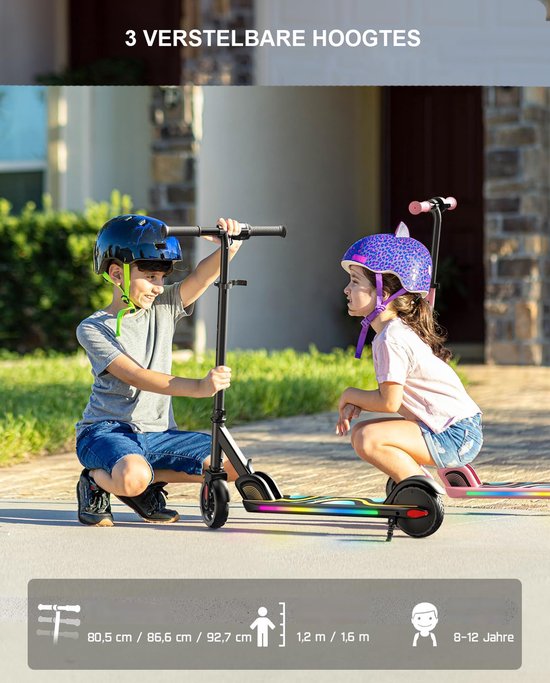 RCB Elektrische step voor kinderen van 6 tot 12 jaar, motor 150 W, max. 16 km/u, ledlicht in regenboogkleuren, opvouwbaar, led-display, snelheid en hoogte verstelbaar, cadeau voor kinderen en jongeren RCB Elektrische step voor kinderen van 6 tot 12 jaar, motor 150 W, max. 16 km/u, ledlicht in regenboogkleuren, opvouwbaar, led-display, snelheid en hoogte verstelbaar, cadeau voor kinderen en jongeren