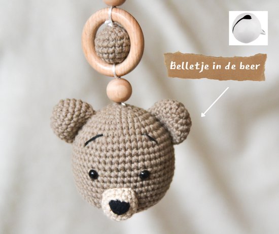 baby speenkoord set beer - babyspeelgoed - wagenspanner - maxi cosi hanger - babyshower cadeau- kraamcadeau - teddy wagenspanner - Kersvers — afbeelding 4