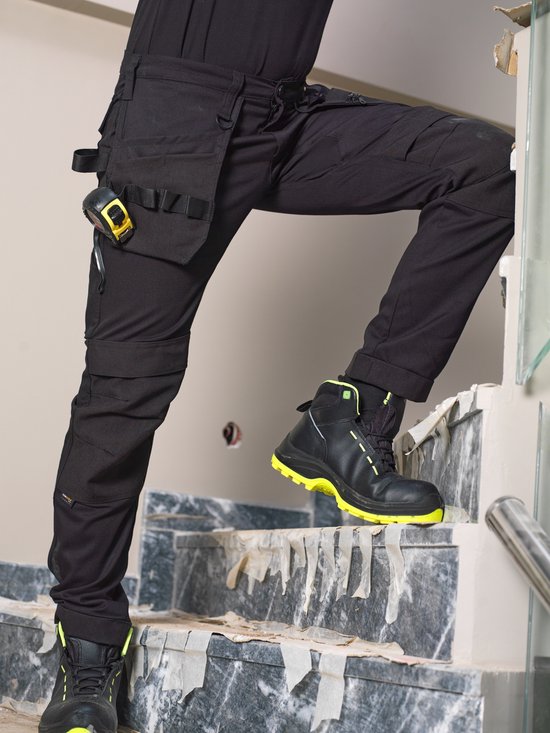 BITCO- SAUER -Stretch Black Work Pants Men Poches genouillères hydrofuges et oléofuges Renforcé en Water