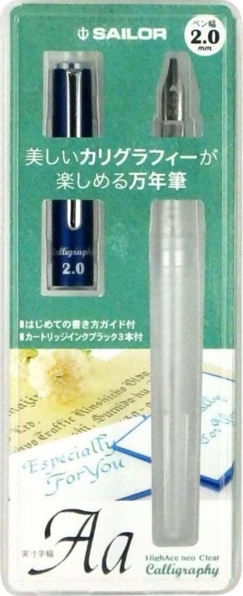 Sailor Hi-Ace Neo Clear Kalligrafie Pen 2.0mm + 3 Inkcartridges