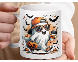 Mok Cool Ghost Halloween Mug, Spooky Season Coffee Cup, Trendy Boo Tee, Cute Pumpkin, Bats, Cappuccino, Halloween Ghost, Party Gift, Party