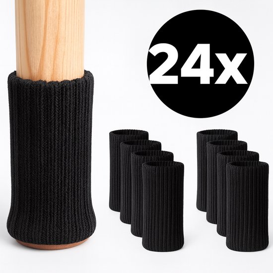 Stoelpoot Beschermers Vloerbeschermer Ø25-50 mm - Stoelpootdoppen Stoelpoot sokken 24 stuks - Stoeldoppen Meubelviltjes - Earkings Zwart