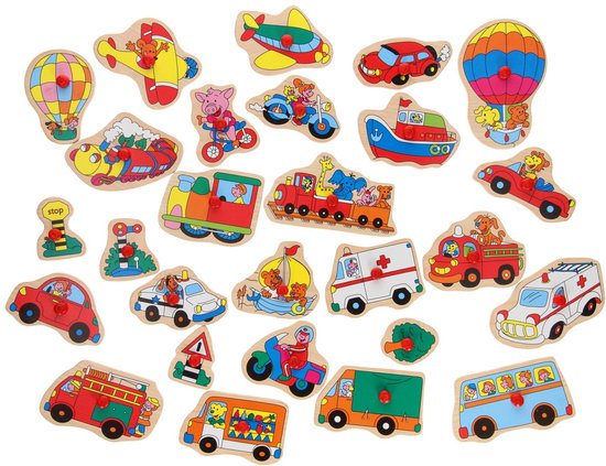 Houten Knopjespuzzel Boerderij 31 stukjes als cadeau voor kind van 1 jaar