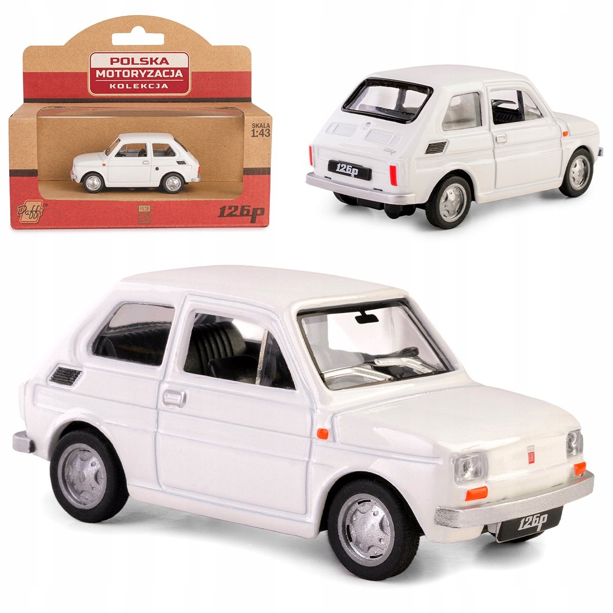 Fiat 126P Maluch Modelauto 1:43 Wit - PRL Collectie
