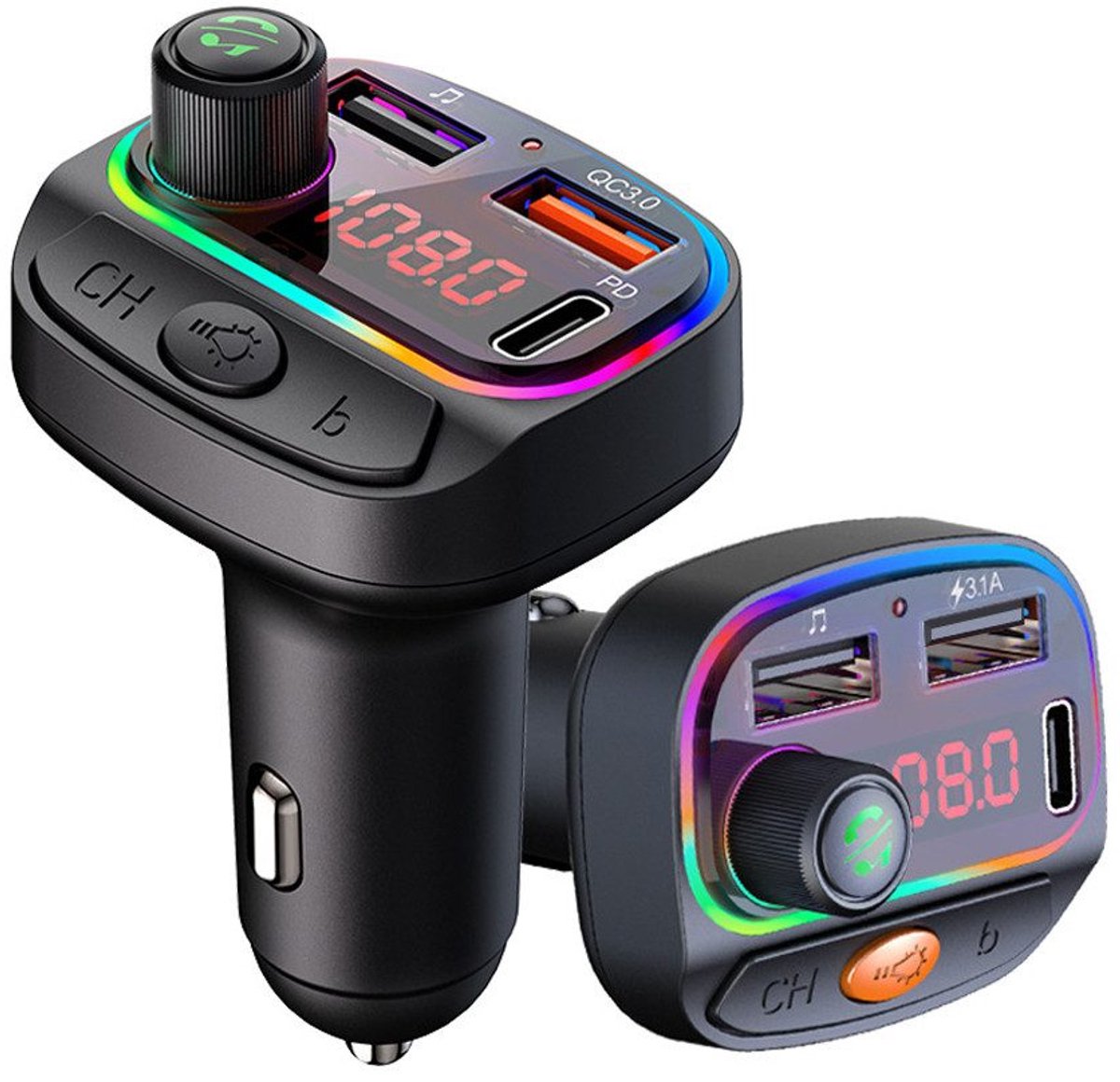 Neue Dawn - Bluetooth 5.0 FM Transmitter - Autolader USB / USB C - Auto Receiver