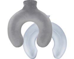 Kufl Grijze PVC Nekkruik met Fleece Hoes - Ergonomische U-Vorm - Geurloos - Grote Vulopening
