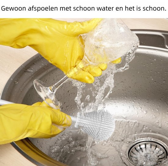 3-delige kierenborstel, flessenborstel, bekerborstel, lange steel, zachte borstel, waterbekerborstel, wit van Merkloos — afbeelding 5