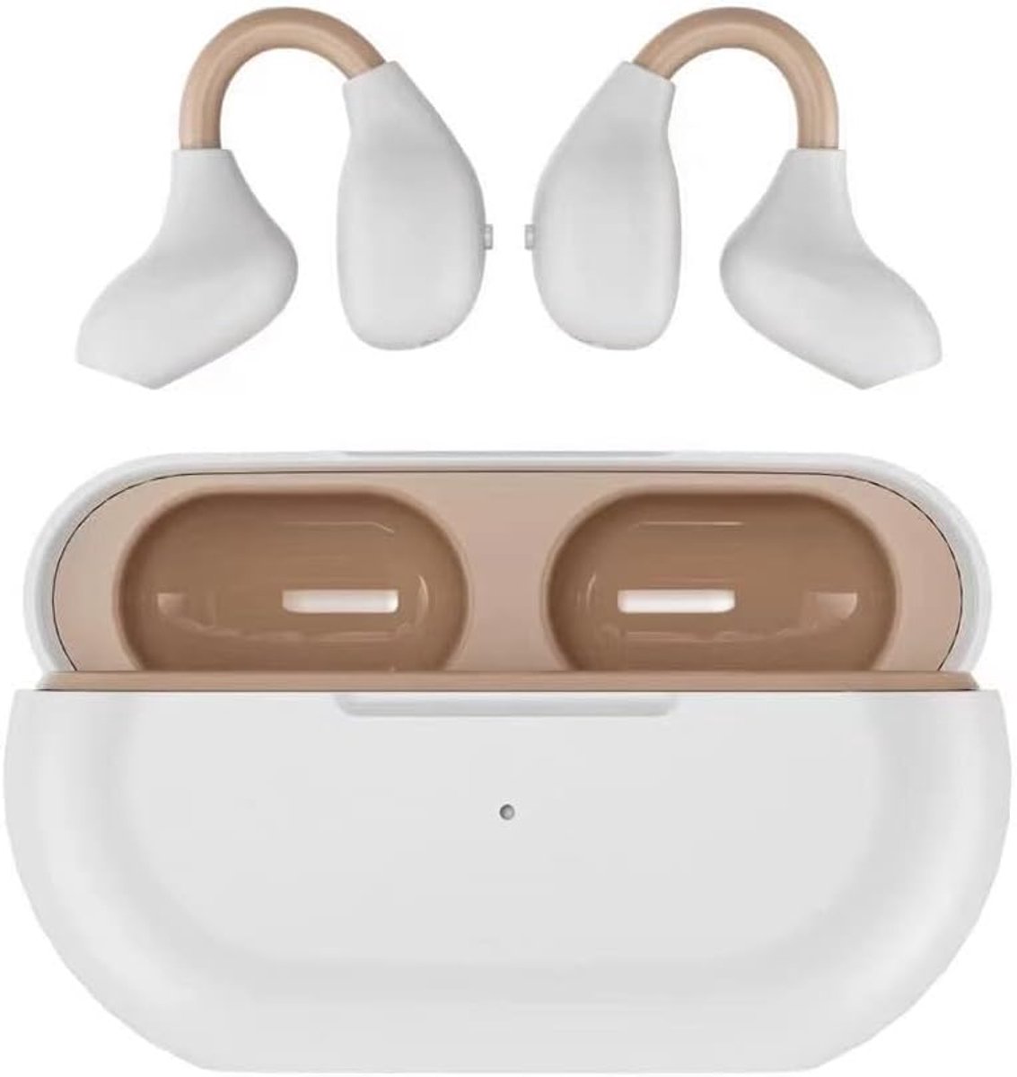 Ear-Clip Wireless Bone Conduction Hoofdtelefoon, bluetooth, draadloze clip-on oortelefoon, open-ear, IPX5 waterdicht, sport, draadloze hoofdtelefoon, ruisonderdrukking met dubbele microfoon, voor hardlopen, gym, wit