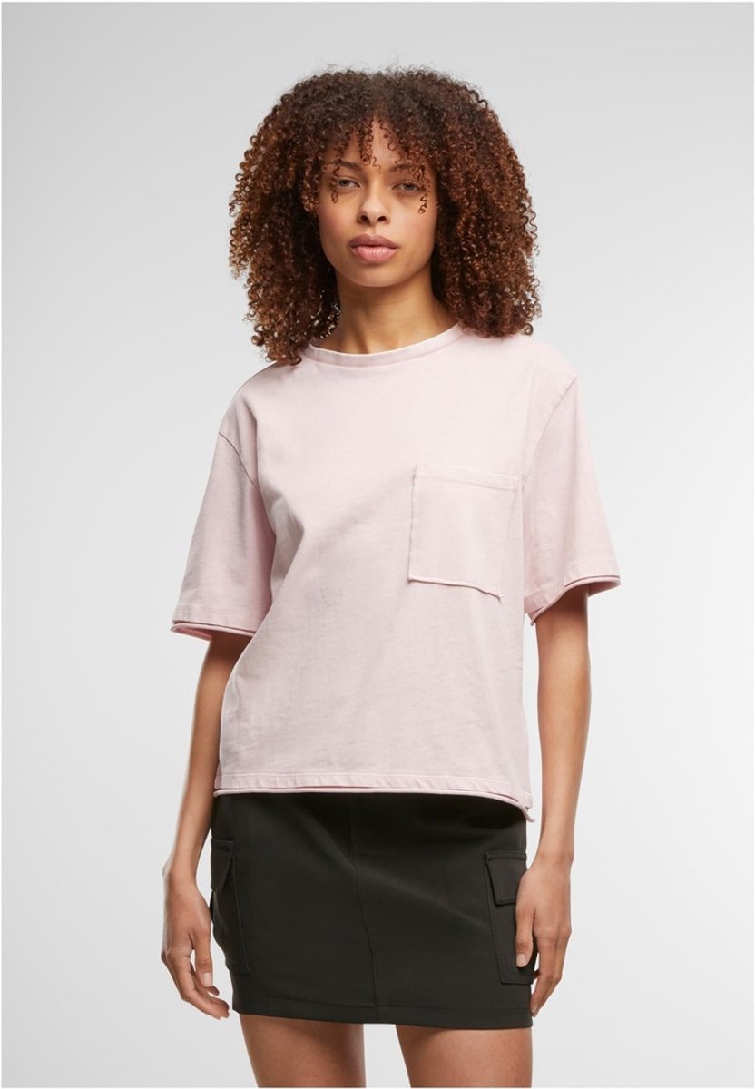 Urban Classics Washed Jersey Boxy Dames Tshirt S Roze
