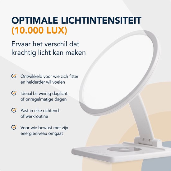 Daglichtlamp 10.000 lux, daglichtlamp zonder uv, zonlicht lamp met 3