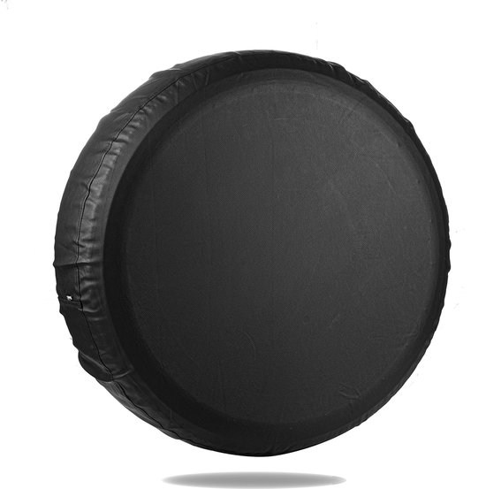 Zwarte, ronde reservewielhoes van PVC-leer.