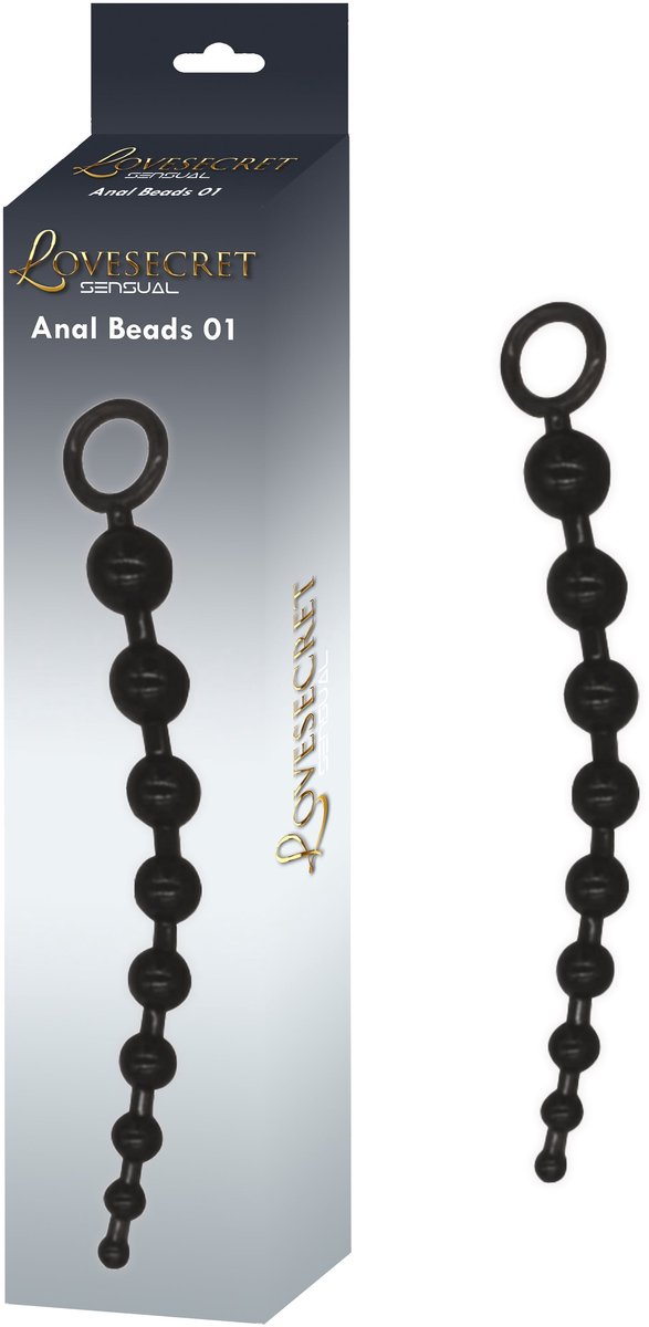 Lovesecret Sensual LS24 Anal Beads Zwart – 30 cm – Flexibele Silicone Anaalketting – Max Ø 3,5 cm – Voor Beginners & Gevorderden