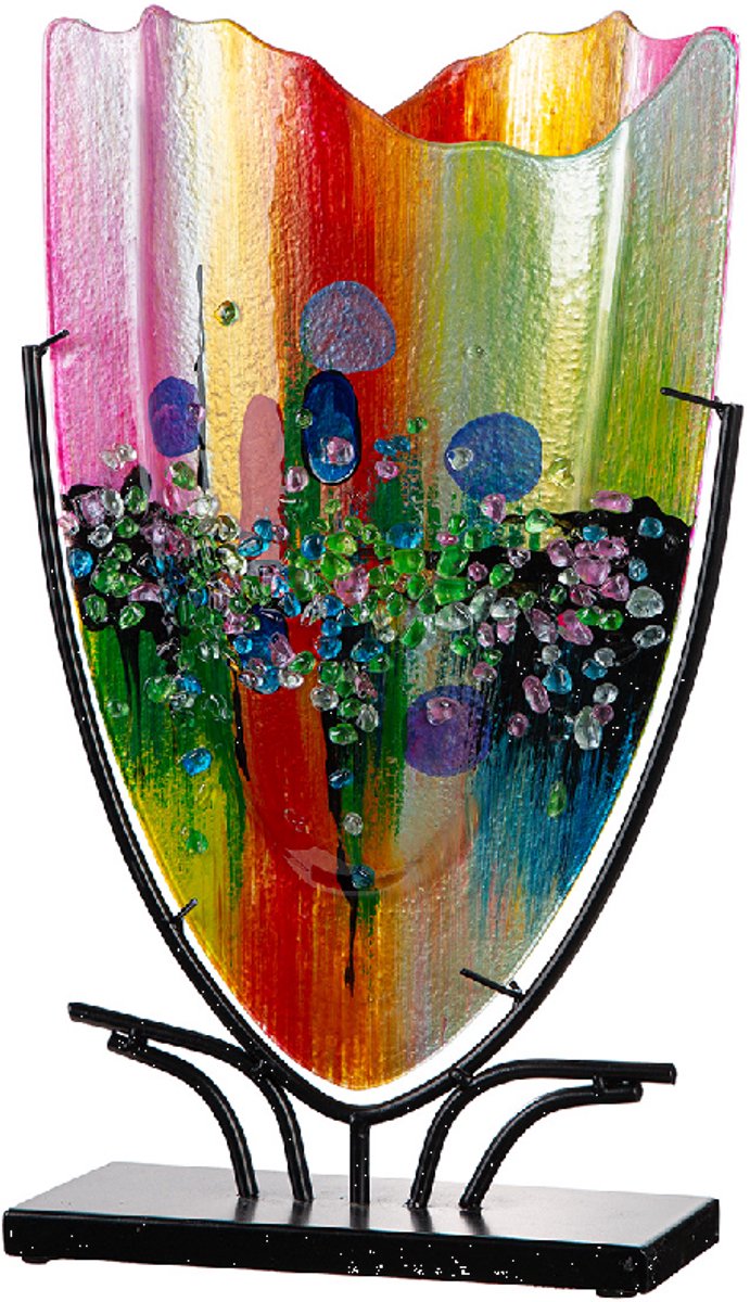 vaas decoratie ochtend gloren 10x30x49 cm - glas en metaal - by rawa - handgemaakt