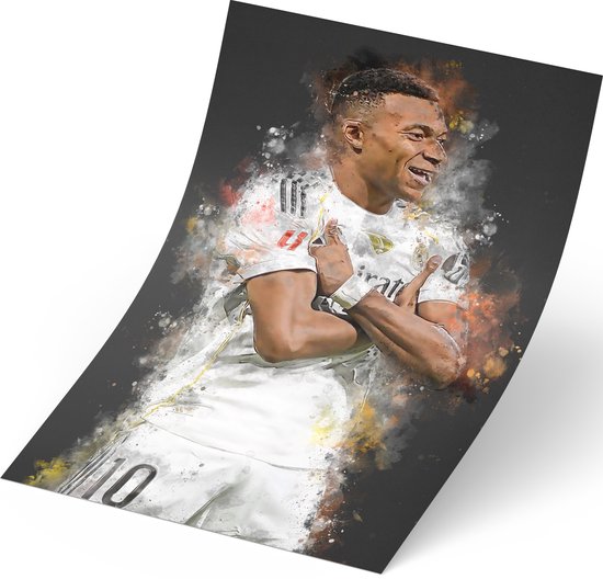 Mbappe poster - Voetbal wanddecoratie Kylian Mbappe - A1 poster - 59.4x84 cm - Semi glossy fotopapier - Voetbal fan poster - Unieke poster cadeau voor een echte voetbalfan