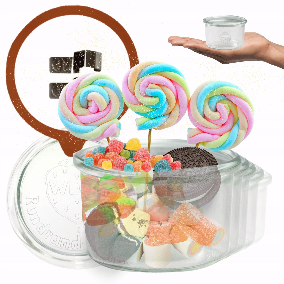 Weck Glazen Potten 200ml met Deksel, Rubber & Klemmen - Set van 6
