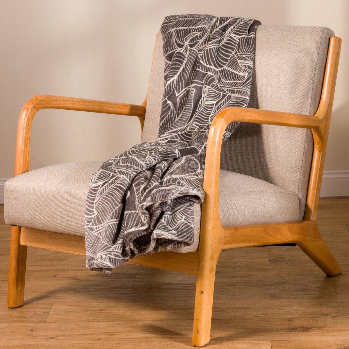Zacht Grijs Plaid Fiore 150x200 cm met Bloemendessin